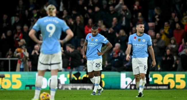 Manchester City’s unbeaten league run ends with shock loss at Bournemouth 