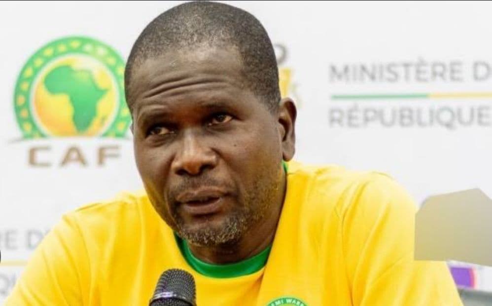 FLYING EAGLES HEAD COACH ZUBAIRU REACTS TO TEAM'S 1-0 WIN OVER TUNISIA.