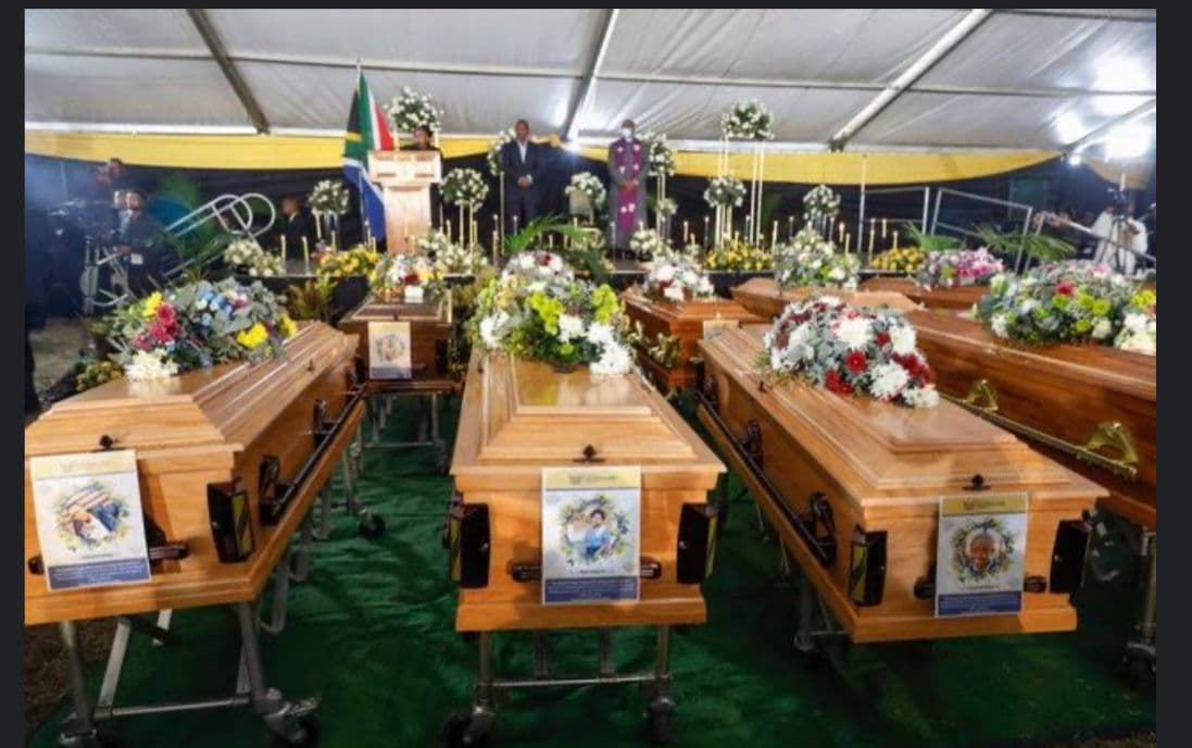 SOUTH AFRICA HOLDS FUNERALS FOR 30 UNCLAIMED BODIES RETRIEVED FROM ABANDONED GOLD MINE.